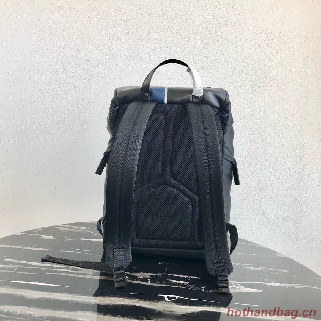 Prada Technical fabric and leather backpack 2VZ135 black&blue Prada Technical fabric and leather backpack 2VZ135 black&blue