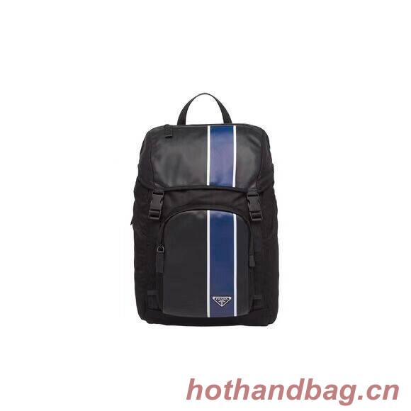 Prada Technical fabric and leather backpack 2VZ135 black&blue Prada Technical fabric and leather backpack 2VZ135 black&blue