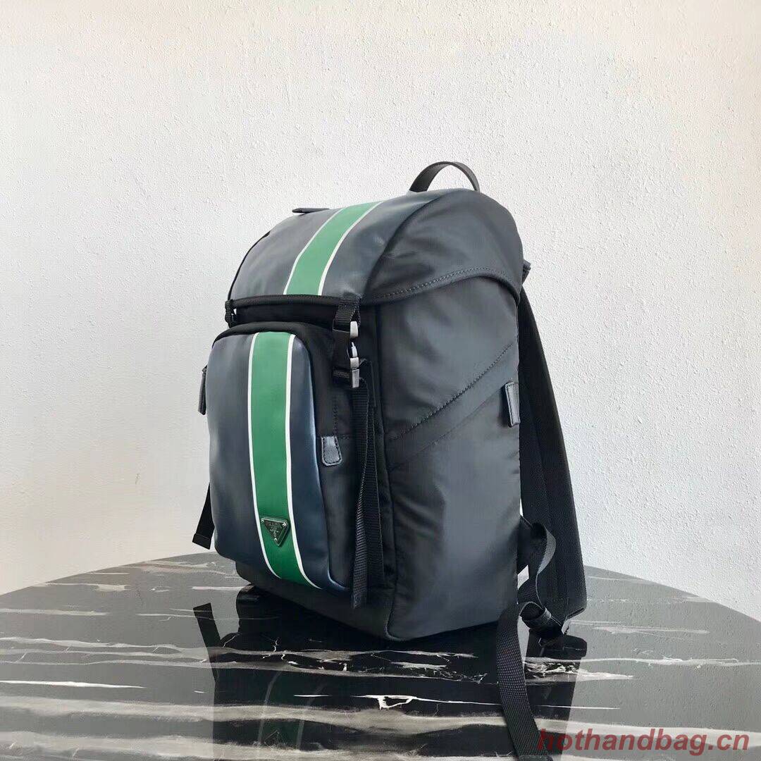 Prada Technical fabric and leather backpack 2VZ135 black&green Prada Technical fabric and leather backpack 2VZ135 black&green
