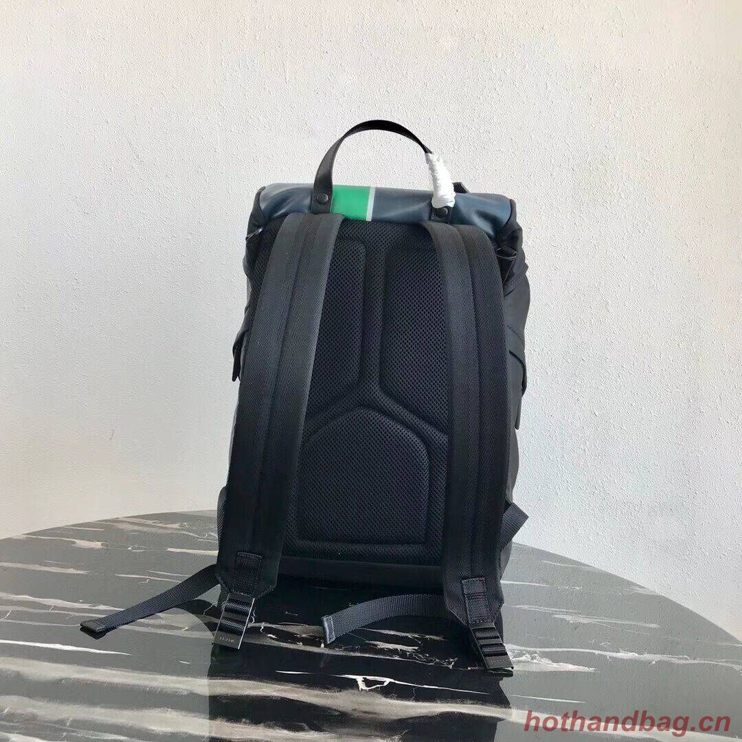Prada Technical fabric and leather backpack 2VZ135 black&green Prada Technical fabric and leather backpack 2VZ135 black&green