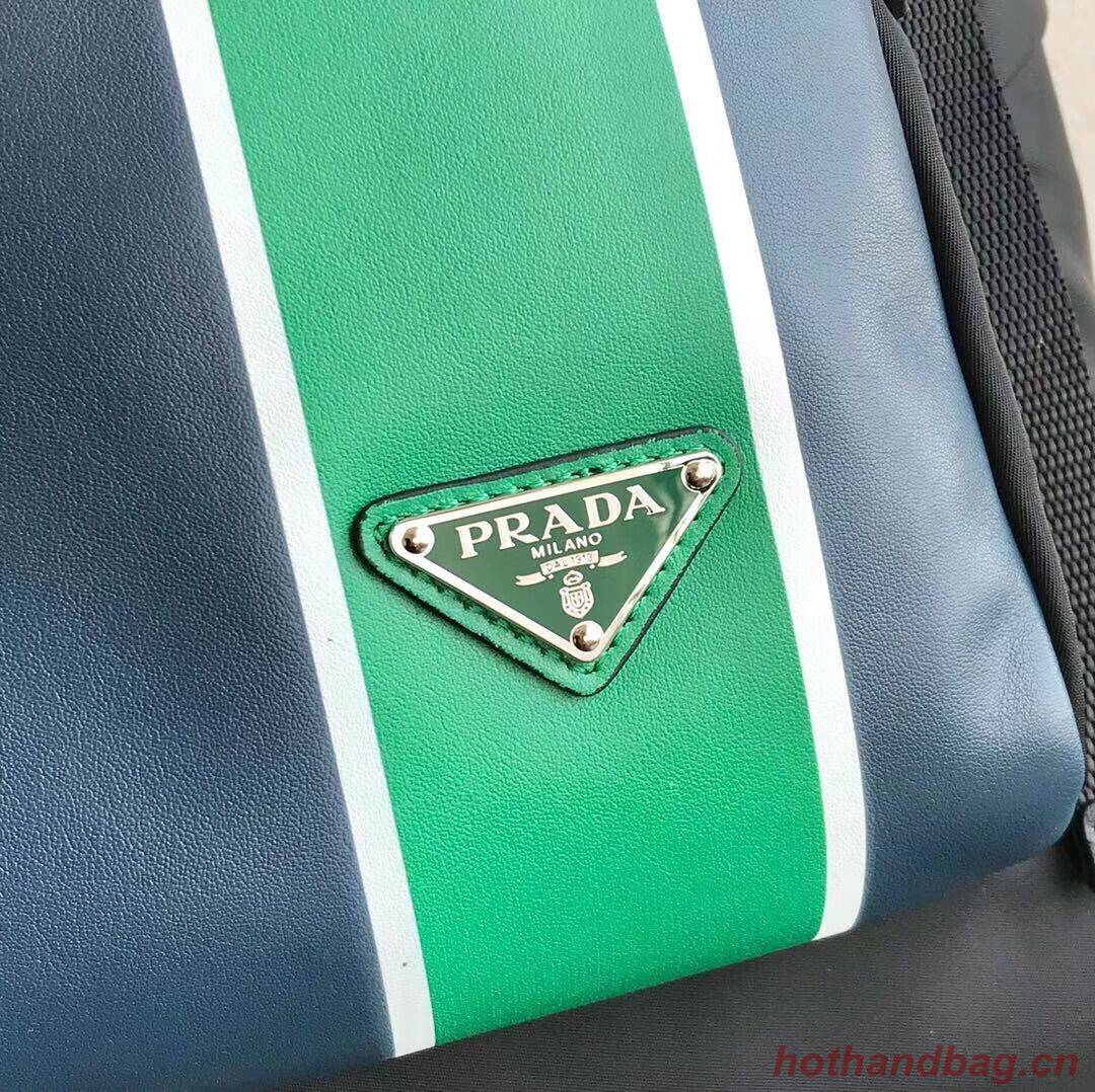 Prada Technical fabric and leather backpack 2VZ135 black&green Prada Technical fabric and leather backpack 2VZ135 black&green