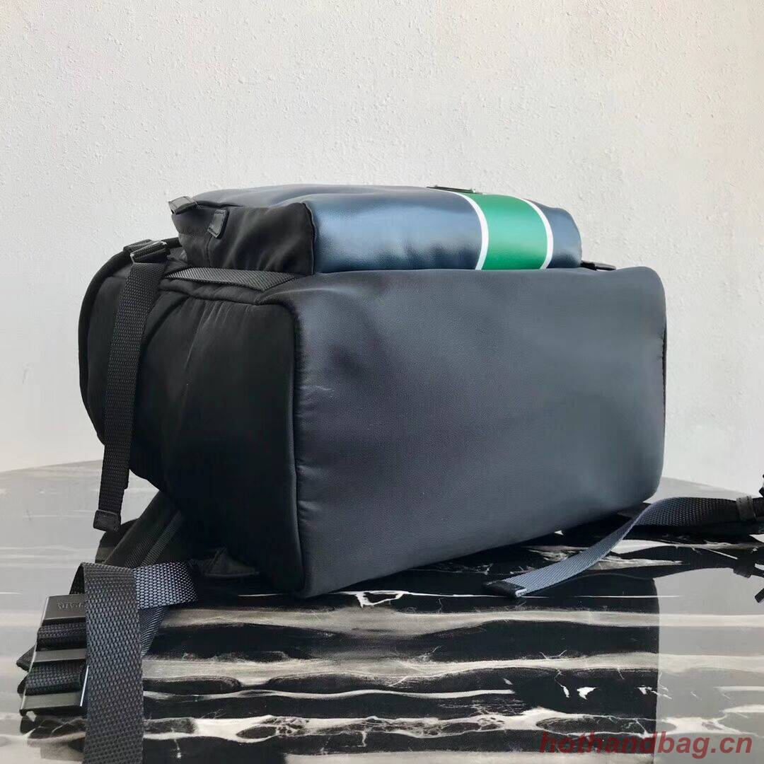Prada Technical fabric and leather backpack 2VZ135 black&green Prada Technical fabric and leather backpack 2VZ135 black&green