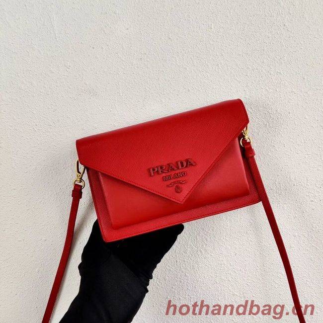 Prada Saffiano leather mini-bag 1BP020 red Prada Saffiano leather mini-bag 1BP020 red