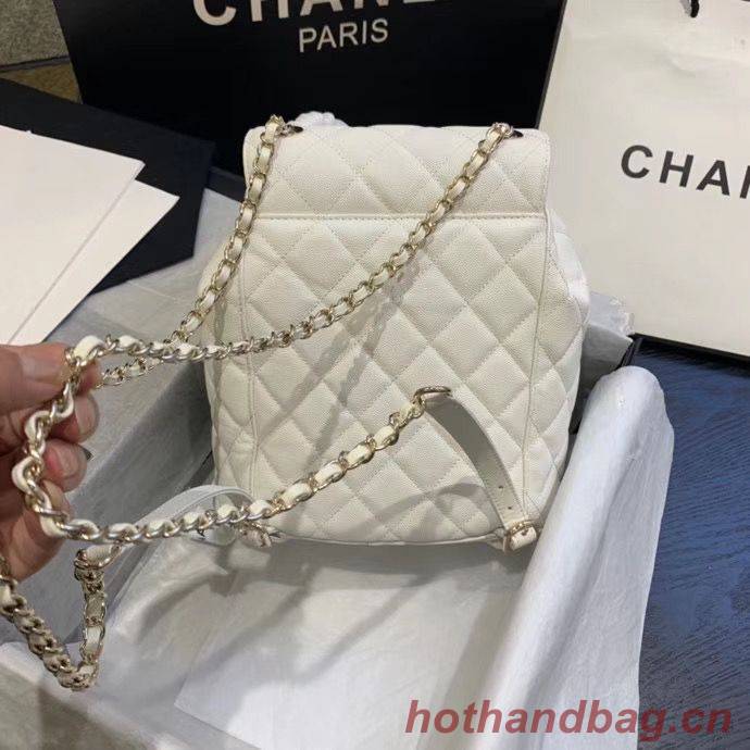 Chanel backpack Grained Calfskin & Gold-Tone Metal AS1371 White Chanel backpack Grained Calfskin & Gold-Tone Metal AS1371 White