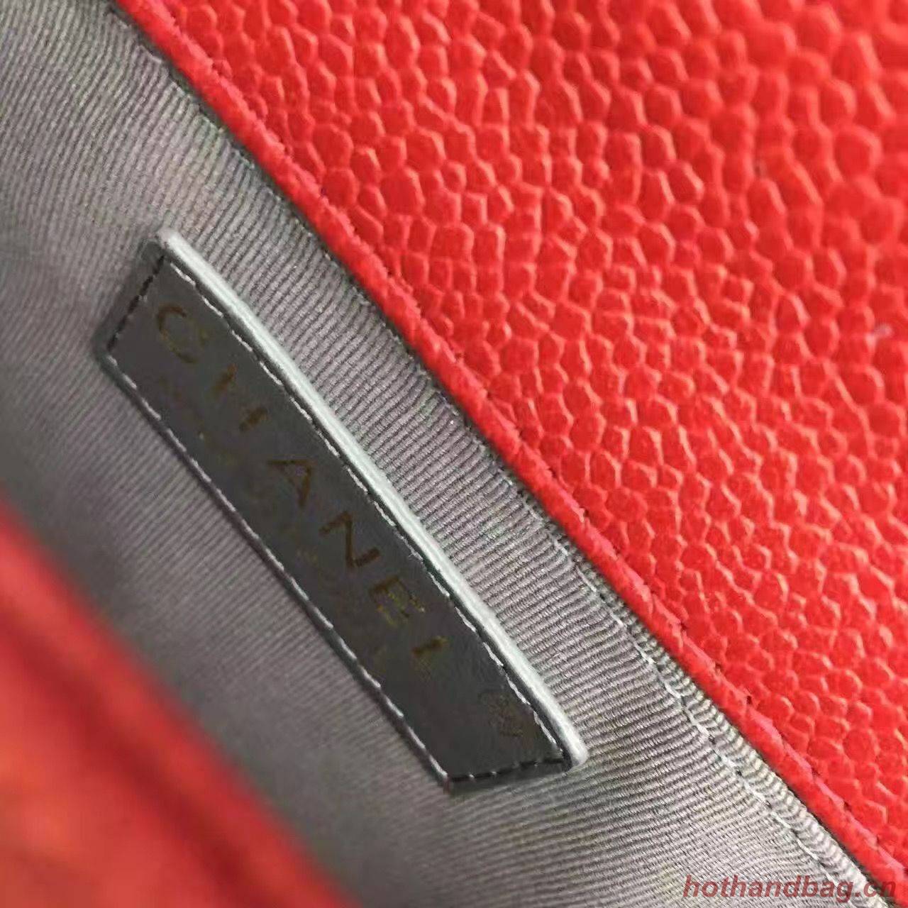 Chanel Le Boy Flap Shoulder Bag Original Cavier Leather A67085 Red Gold Buckle Chanel Le Boy Flap Shoulder Bag Original Cavier Leather A67085 Red Gold Buckle