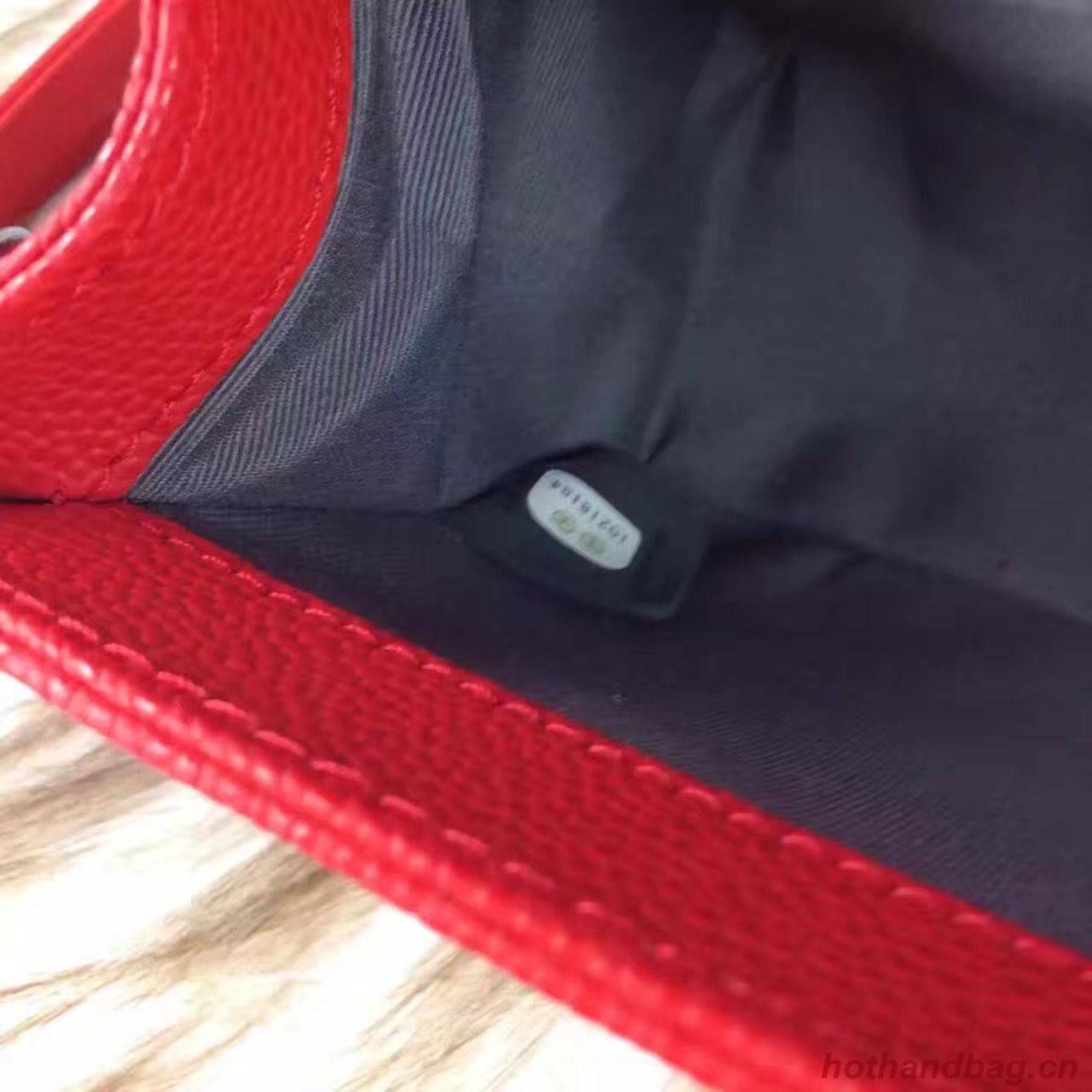 Chanel Le Boy Flap Shoulder Bag Original Cavier Leather A67085 Red Silver Buckle Chanel Le Boy Flap Shoulder Bag Original Cavier Leather A67085 Red Silver Buckle