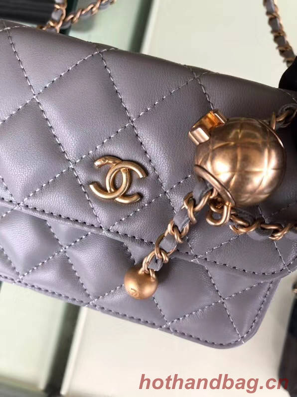 Chanel Sheepskin Original Leather Pocket P0146 grey