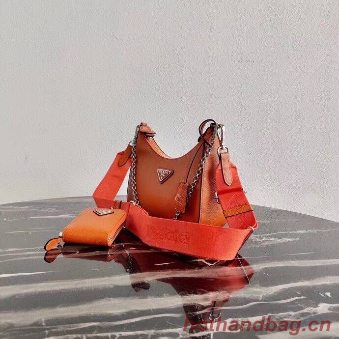 Prada Saffiano leather mini shoulder bag 2BH204 orange Prada Saffiano leather mini shoulder bag 2BH204 orange