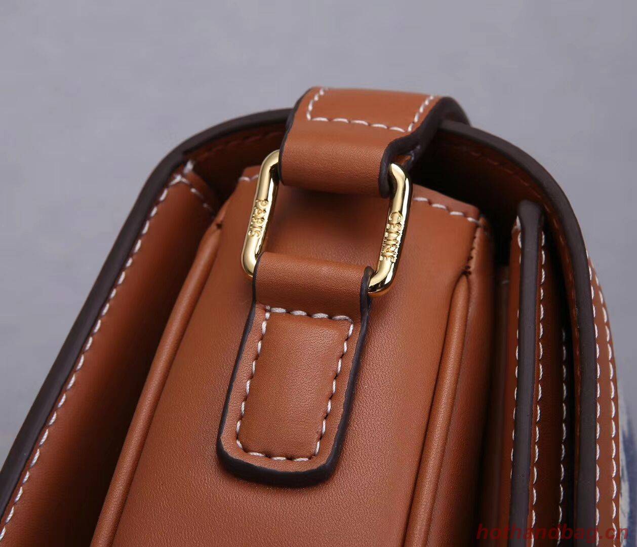 Celine TEEN TRIOMPHE BAG IN TRIOMPHE CANVAS AND CALFSKIN CL87368 blue Celine TEEN TRIOMPHE BAG IN TRIOMPHE CANVAS AND CALFSKIN CL87368 blue