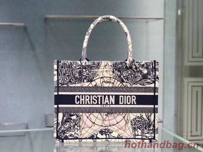 DIOR BOOK TOTE EMBROIDERED CANVAS BAG C1287-18 DIOR BOOK TOTE EMBROIDERED CANVAS BAG C1287-18