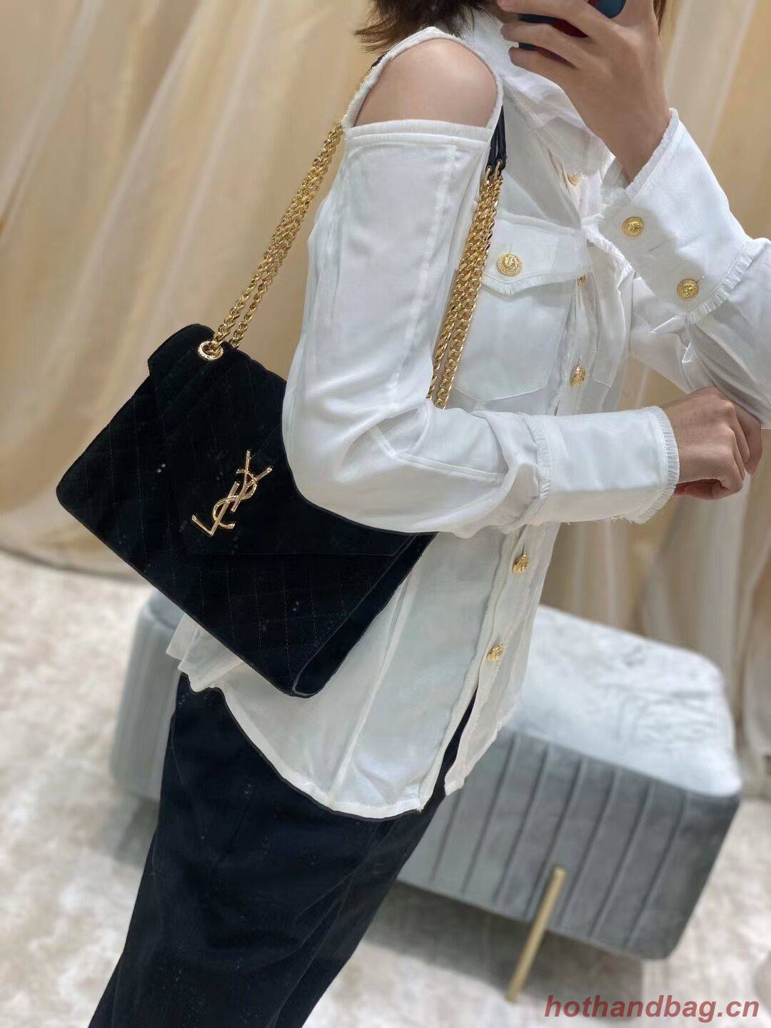 SAINT LAURENTNIKI MEDIUM IN SUEDE AND SMOOTH LEATHER 498894 black SAINT LAURENTNIKI MEDIUM IN SUEDE AND SMOOTH LEATHER 498894 black