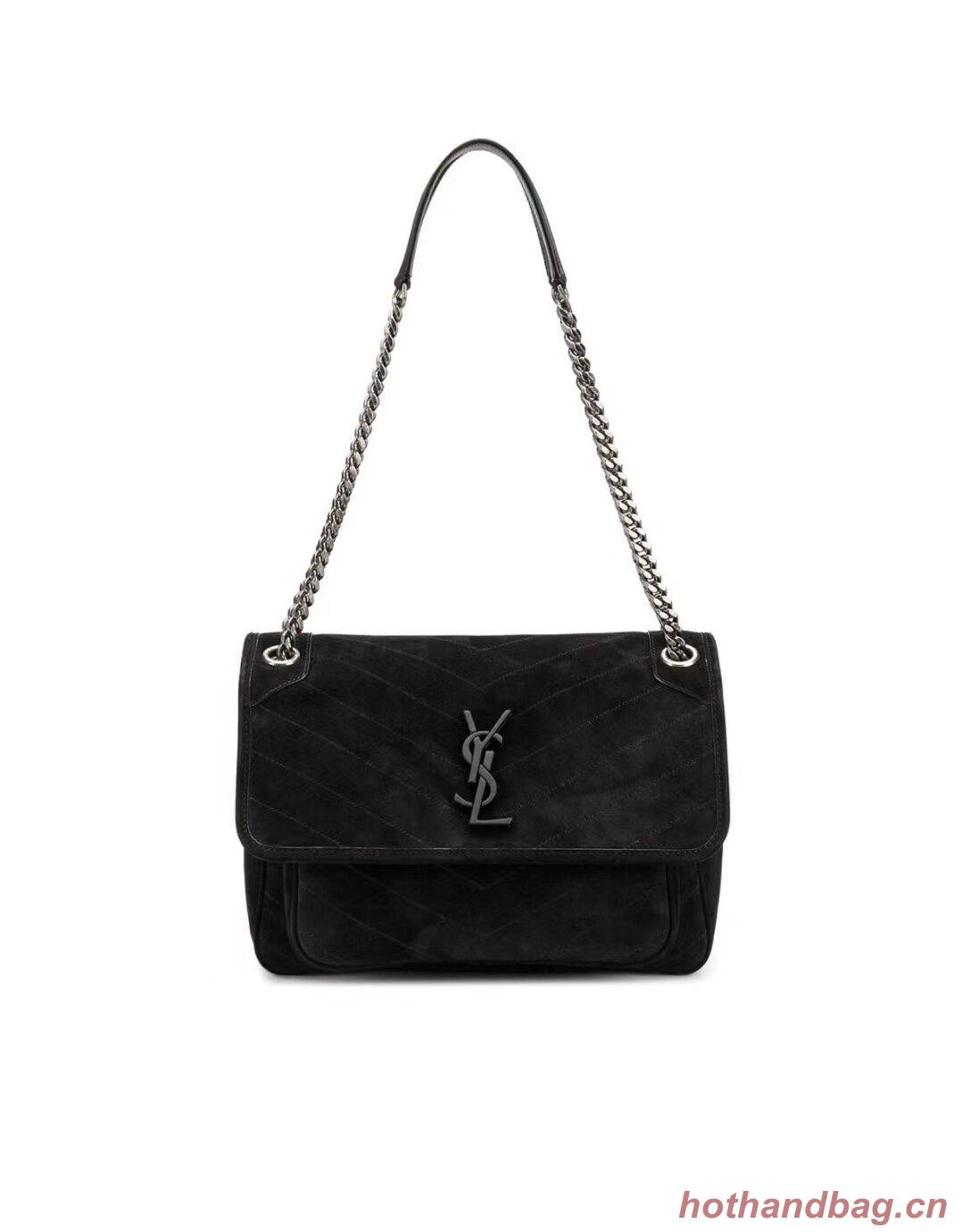 SAINT LAURENTNIKI MEDIUM IN SUEDE AND SMOOTH LEATHER 498894 black SAINT LAURENTNIKI MEDIUM IN SUEDE AND SMOOTH LEATHER 498894 black