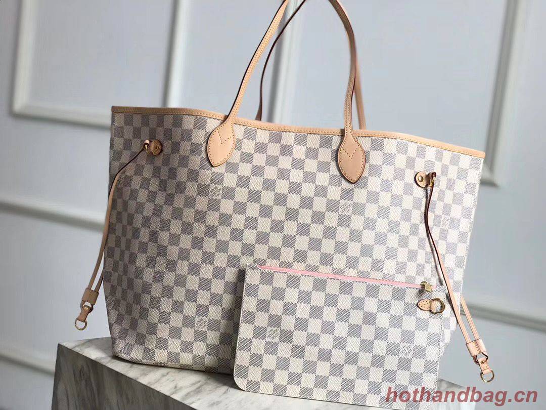 Louis Vuitton Damier Azur Original Leather Bolso NEVERFULL GM N41604 Pink