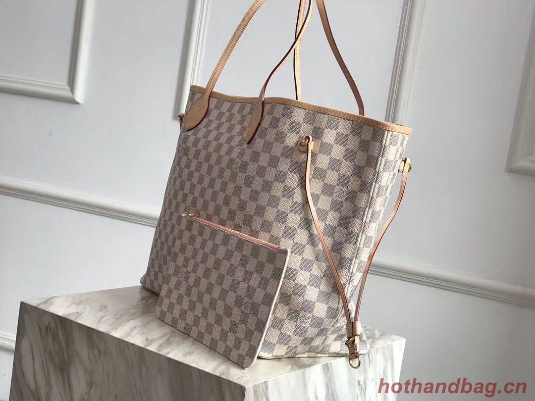 Louis Vuitton Damier Azur Original Leather Bolso NEVERFULL GM N41604 Pink