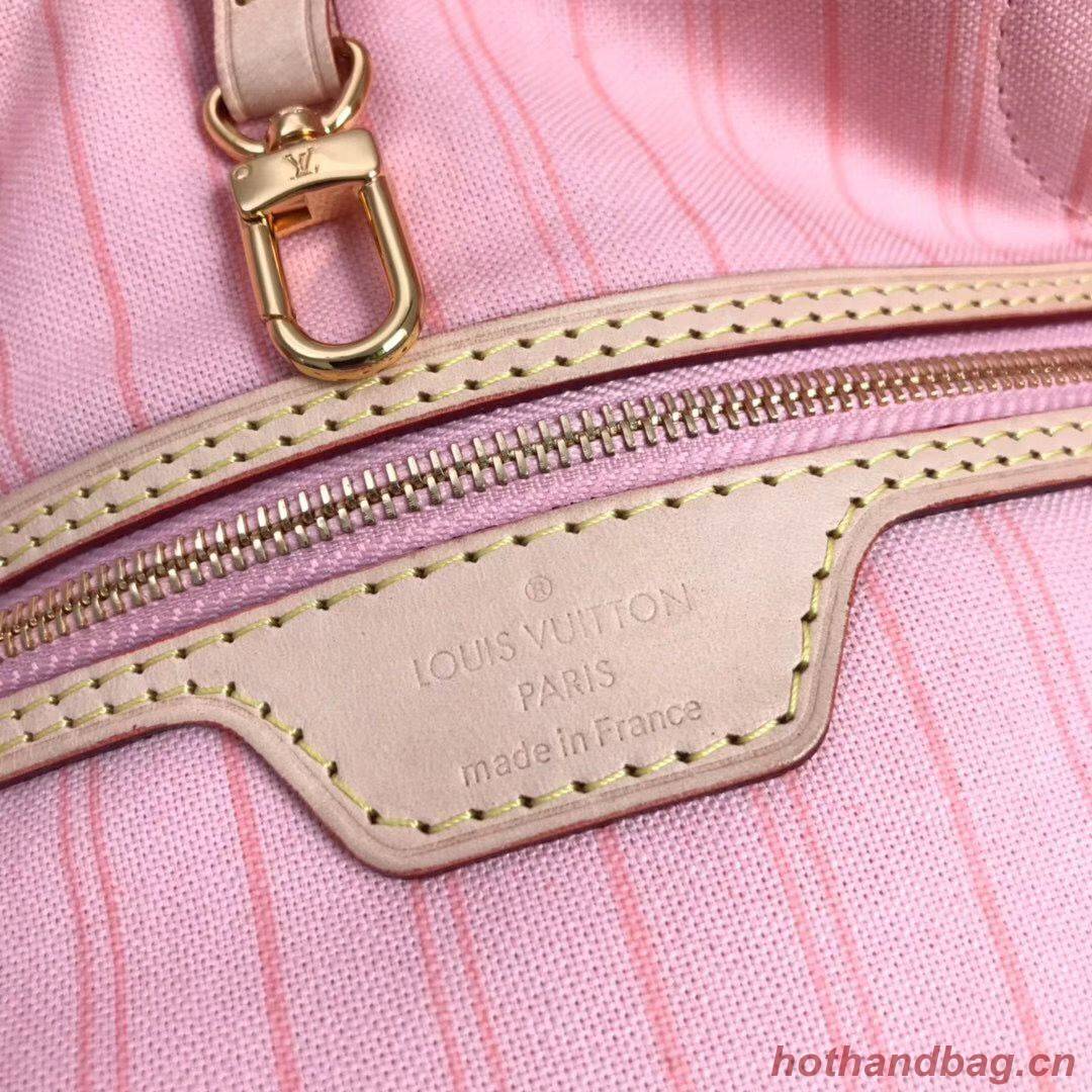 Louis Vuitton Damier Azur Original Leather Bolso NEVERFULL GM N41604 Pink