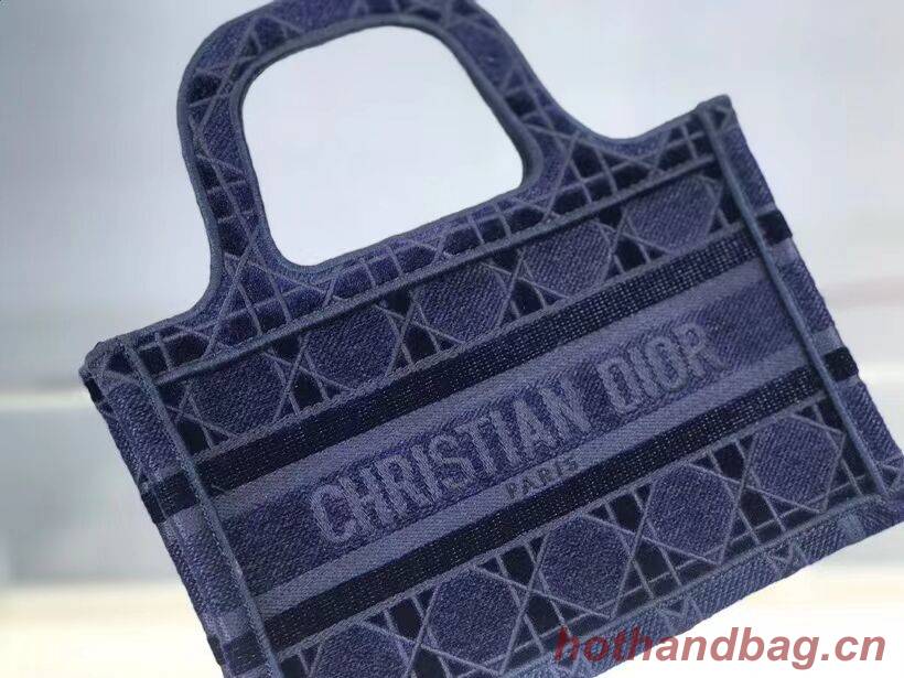 MINI DIOR BOOK TOTE blue Cannage Embroidered Velvet S5475Z MINI DIOR BOOK TOTE blue Cannage Embroidered Velvet S5475Z