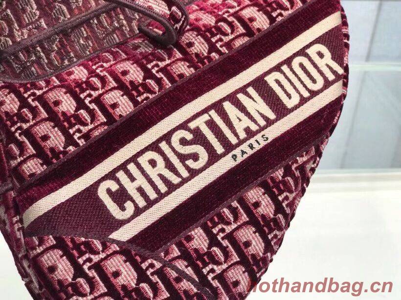 SADDLE BAG Dior Oblique Embroidered Velvet C0044 Burgundy SADDLE BAG Dior Oblique Embroidered Velvet C0044 Burgundy