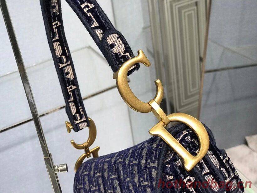 SADDLE BAG Dior Oblique Embroidered Velvet C0044 blue SADDLE BAG Dior Oblique Embroidered Velvet C0044 blue