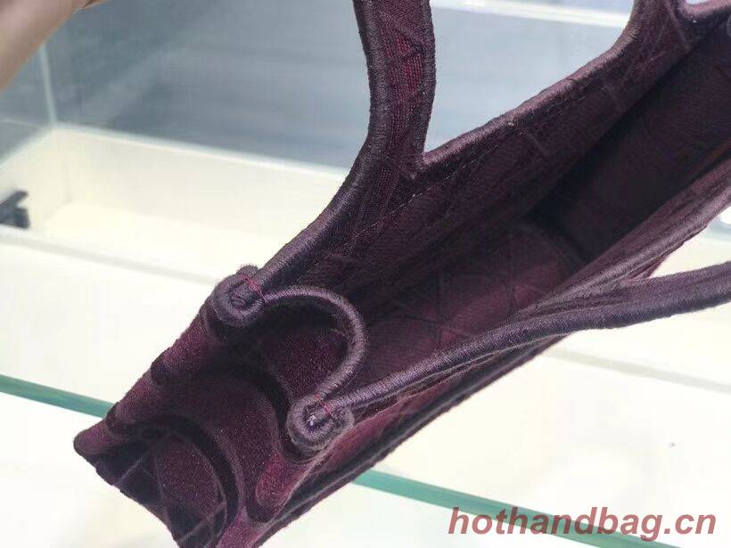 MINI DIOR BOOK TOTE Burgundy Cannage Embroidered Velvet S5475Z MINI DIOR BOOK TOTE Burgundy Cannage Embroidered Velvet S5475Z