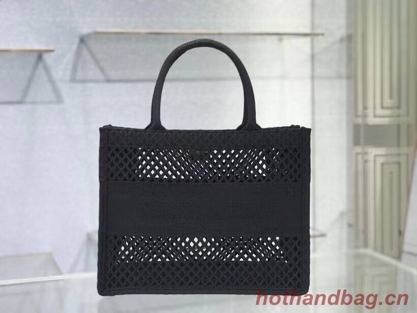 SMALL DIOR BOOK TOTE Black Mesh Embroidery M1296Z SMALL DIOR BOOK TOTE Black Mesh Embroidery M1296Z