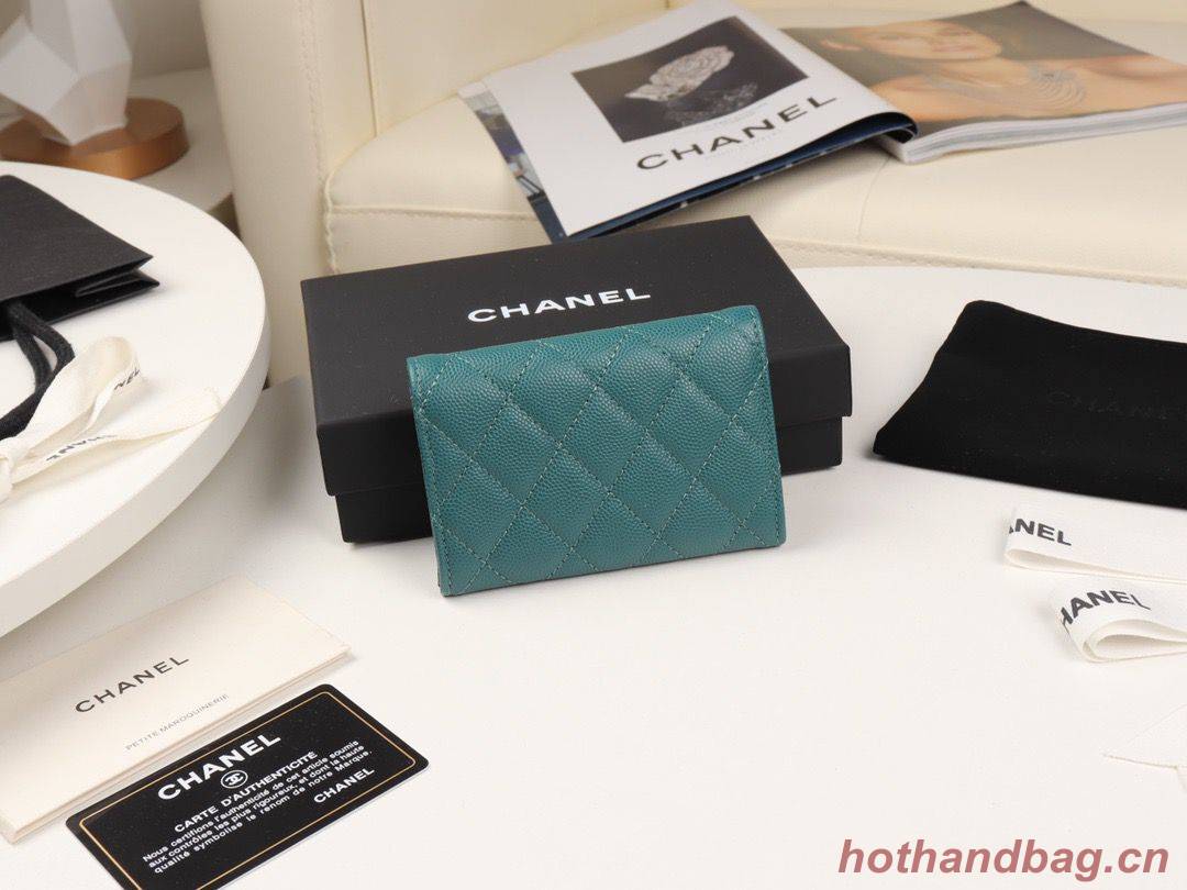 Chanel card holder Calfskin & Gold-Tone Metal A80799 Green Chanel card holder Calfskin & Gold-Tone Metal A80799 Green