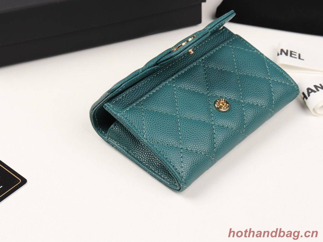 Chanel card holder Calfskin & Gold-Tone Metal A80799 Green Chanel card holder Calfskin & Gold-Tone Metal A80799 Green