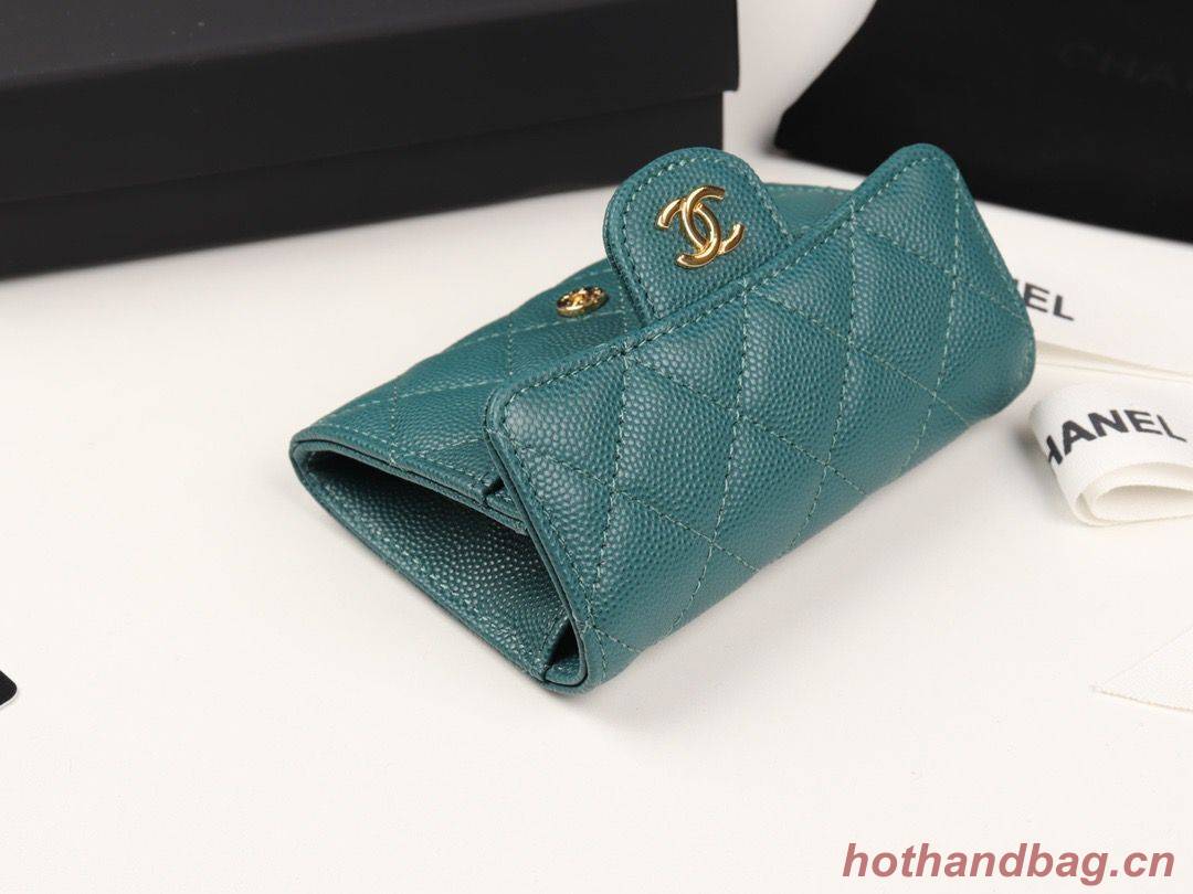 Chanel card holder Calfskin & Gold-Tone Metal A80799 Green Chanel card holder Calfskin & Gold-Tone Metal A80799 Green