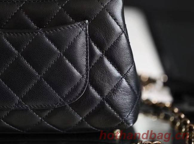 chanel mini flap bag with top handle AS2215 black
