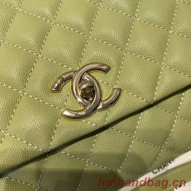 Chanel coco flap bag with top handle A92991 Avocado Green