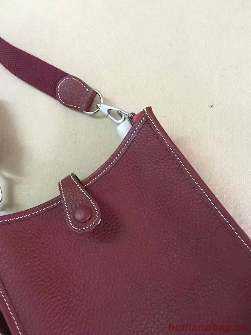 Hermes Evelyne original togo leather mini Shoulder Bag H15698 Burgundy Hermes Evelyne original togo leather mini Shoulder Bag H15698 Burgundy