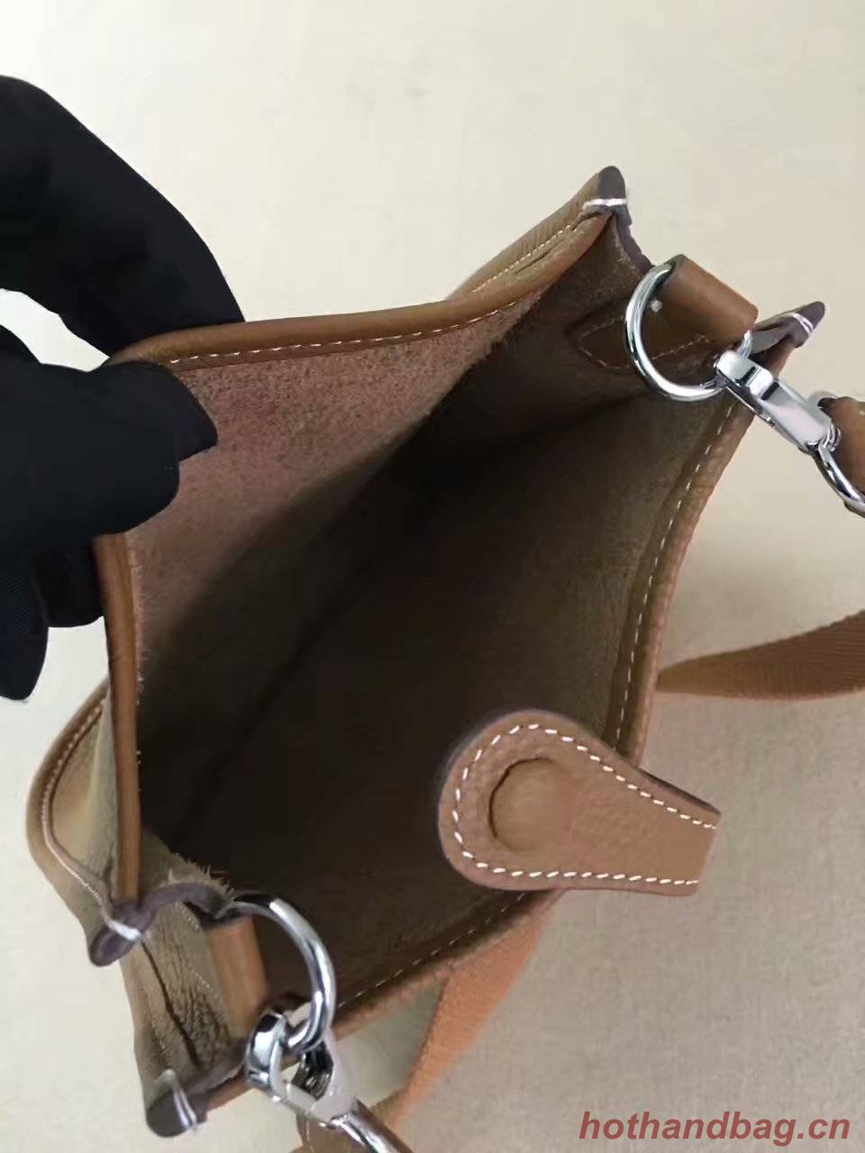 Hermes Evelyne original togo leather mini Shoulder Bag H15698 brown Hermes Evelyne original togo leather mini Shoulder Bag H15698 brown