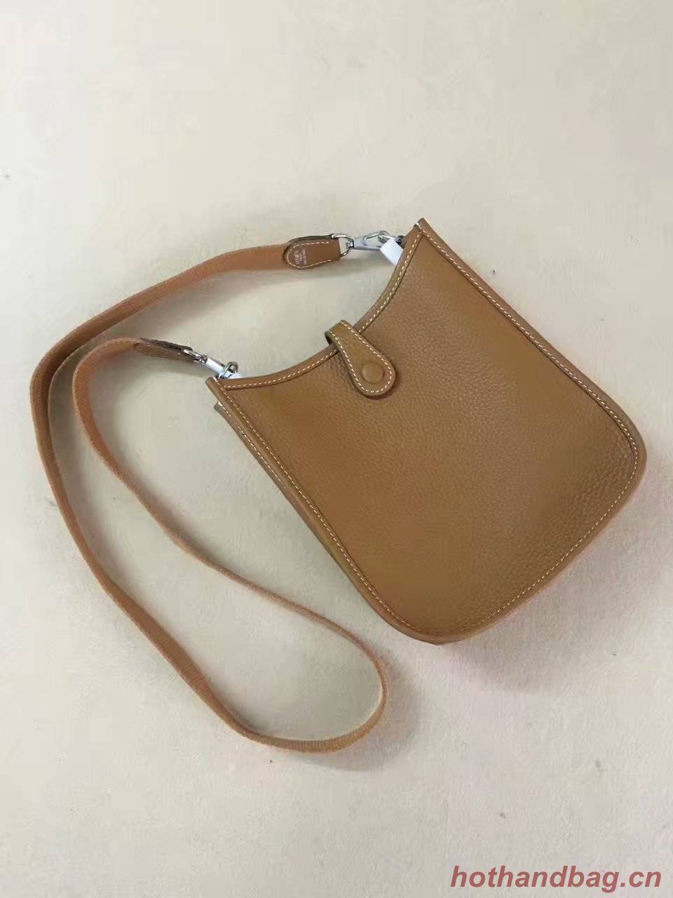 Hermes Evelyne original togo leather mini Shoulder Bag H15698 brown Hermes Evelyne original togo leather mini Shoulder Bag H15698 brown