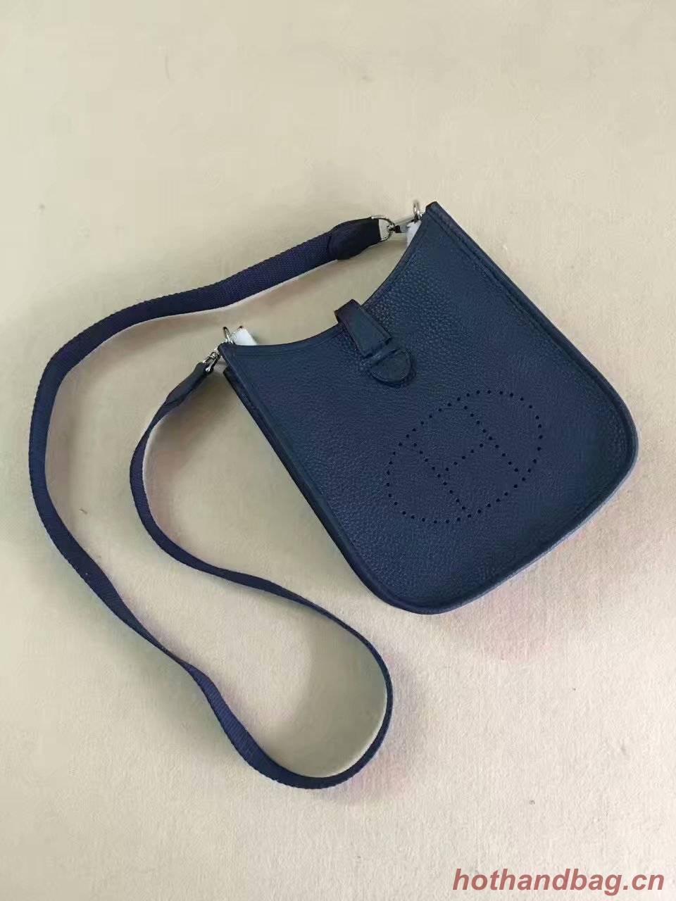 Hermes Evelyne original togo leather mini Shoulder Bag H15698 dark blue Hermes Evelyne original togo leather mini Shoulder Bag H15698 dark blue
