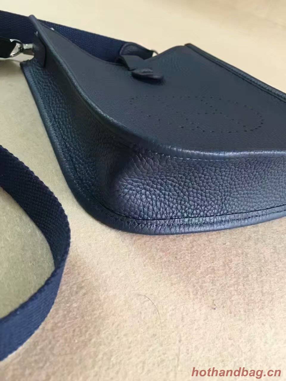 Hermes Evelyne original togo leather mini Shoulder Bag H15698 dark blue Hermes Evelyne original togo leather mini Shoulder Bag H15698 dark blue