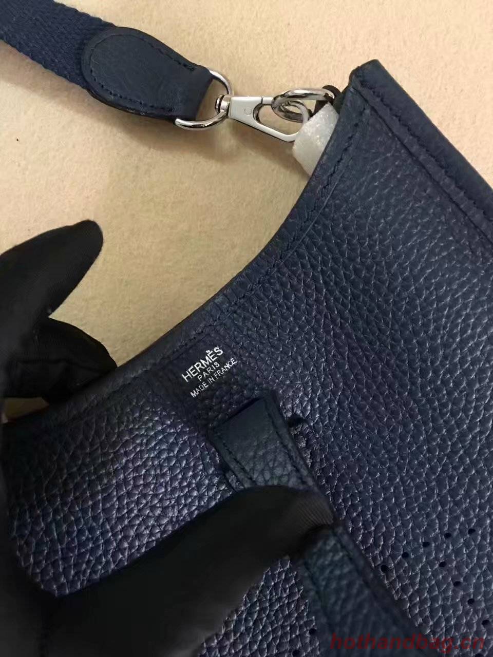 Hermes Evelyne original togo leather mini Shoulder Bag H15698 dark blue Hermes Evelyne original togo leather mini Shoulder Bag H15698 dark blue