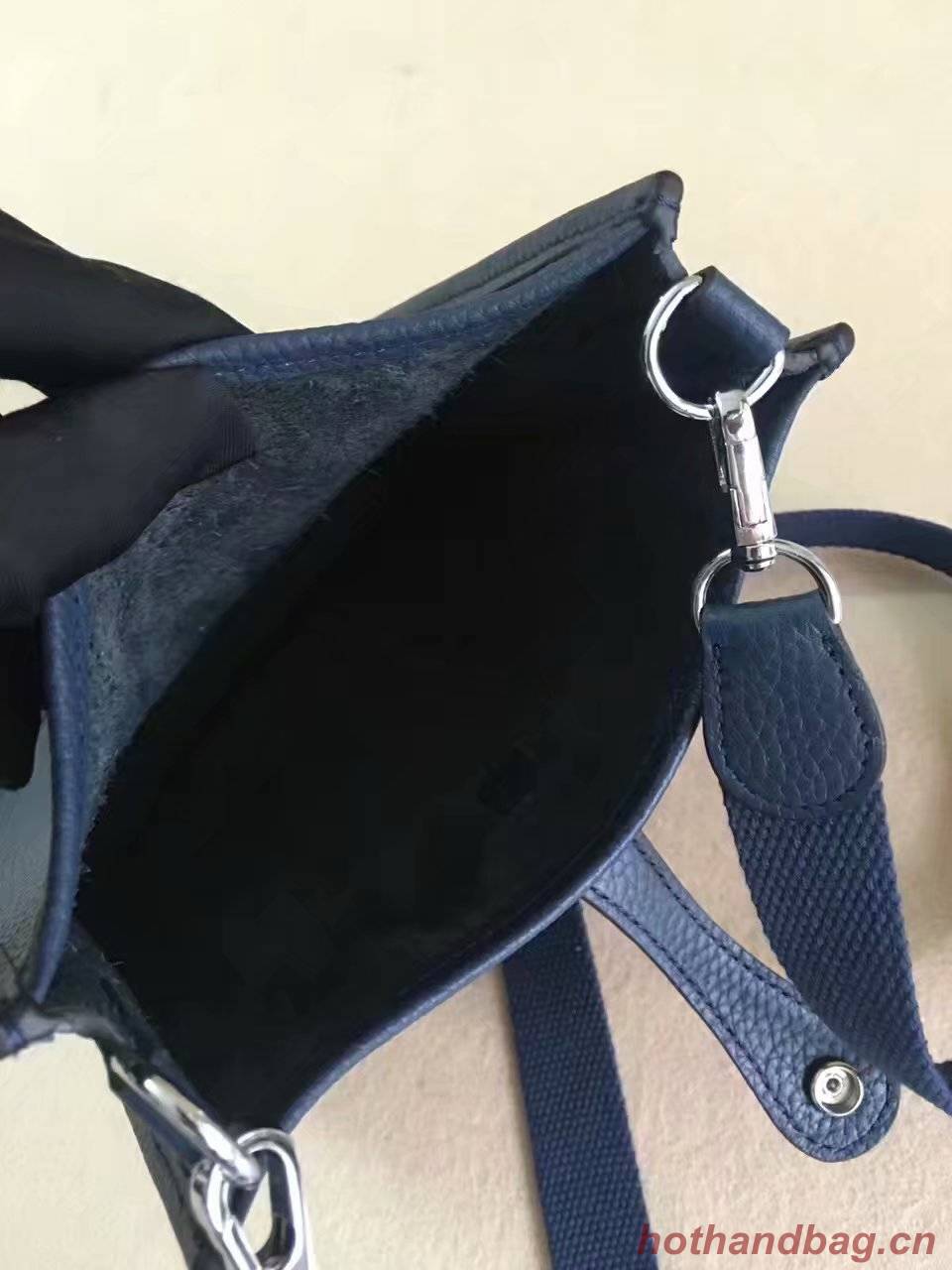 Hermes Evelyne original togo leather mini Shoulder Bag H15698 dark blue Hermes Evelyne original togo leather mini Shoulder Bag H15698 dark blue