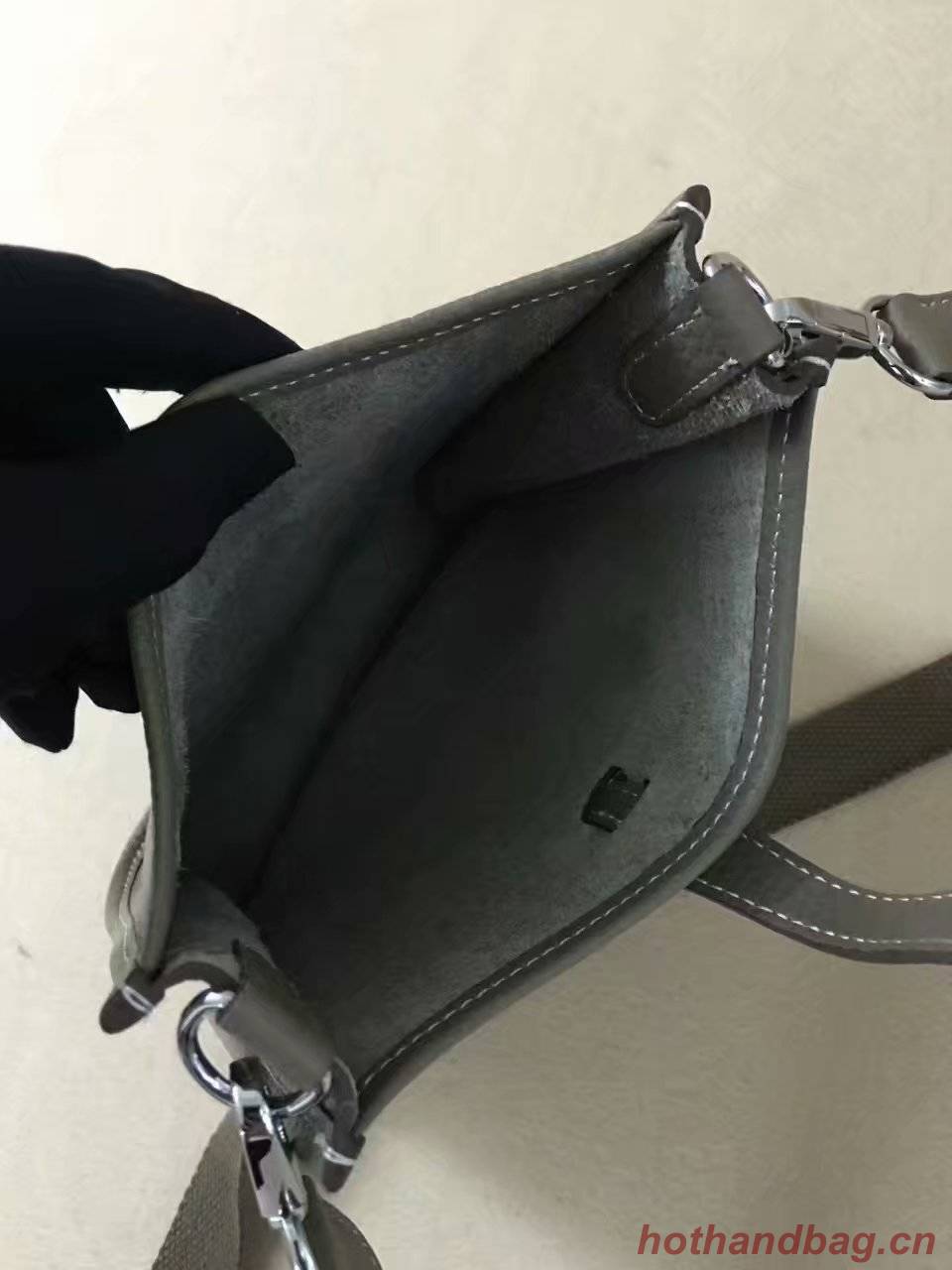 Hermes Evelyne original togo leather mini Shoulder Bag H15698 dark grey Hermes Evelyne original togo leather mini Shoulder Bag H15698 dark grey