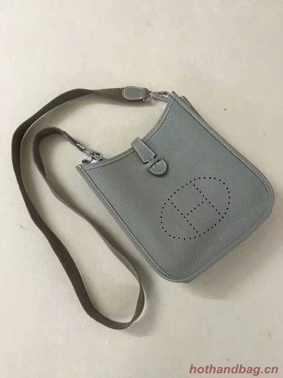 Hermes Evelyne original togo leather mini Shoulder Bag H15698 dark grey Hermes Evelyne original togo leather mini Shoulder Bag H15698 dark grey