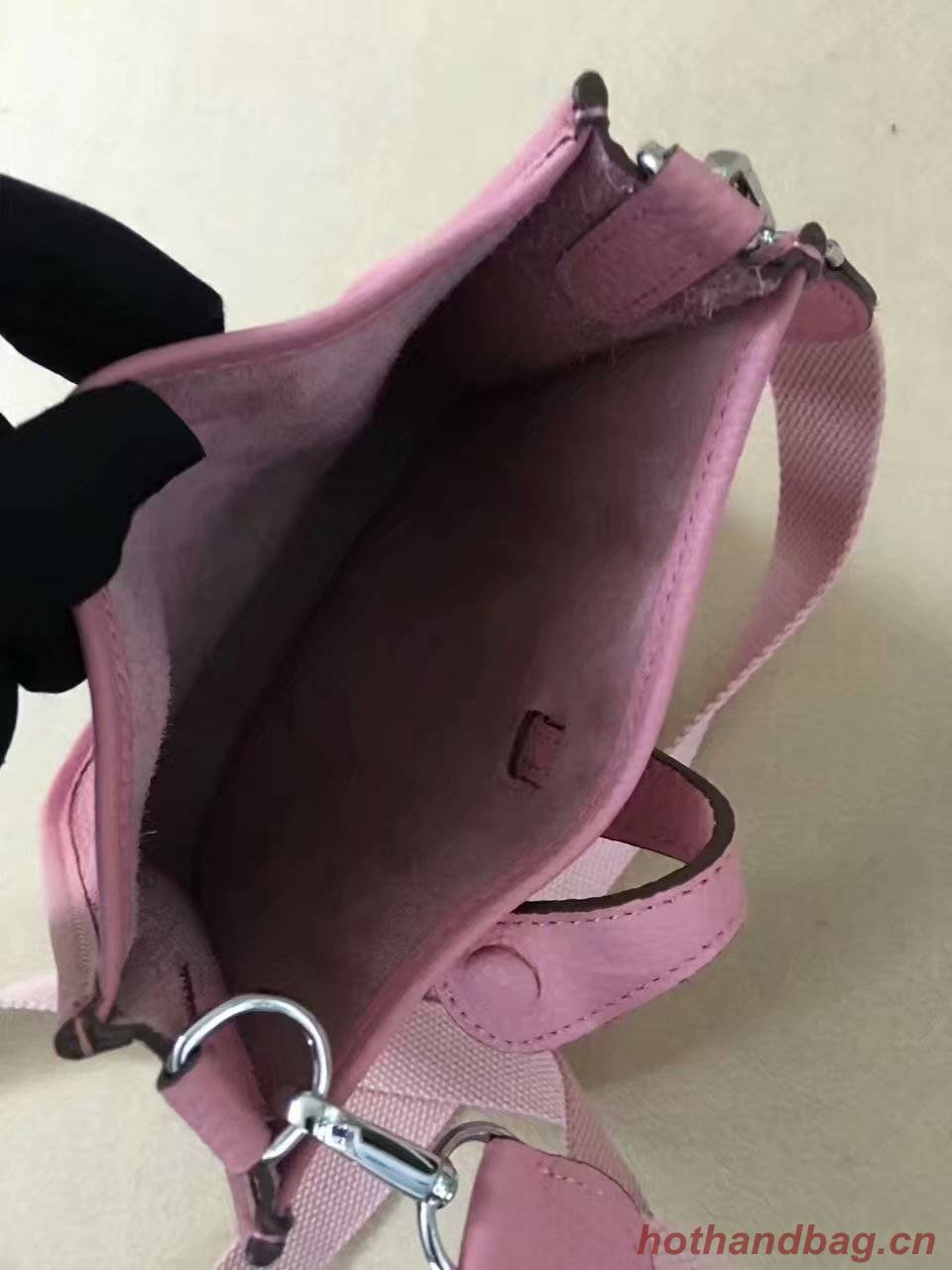 Hermes Evelyne original togo leather mini Shoulder Bag H15698 pink Hermes Evelyne original togo leather mini Shoulder Bag H15698 pink