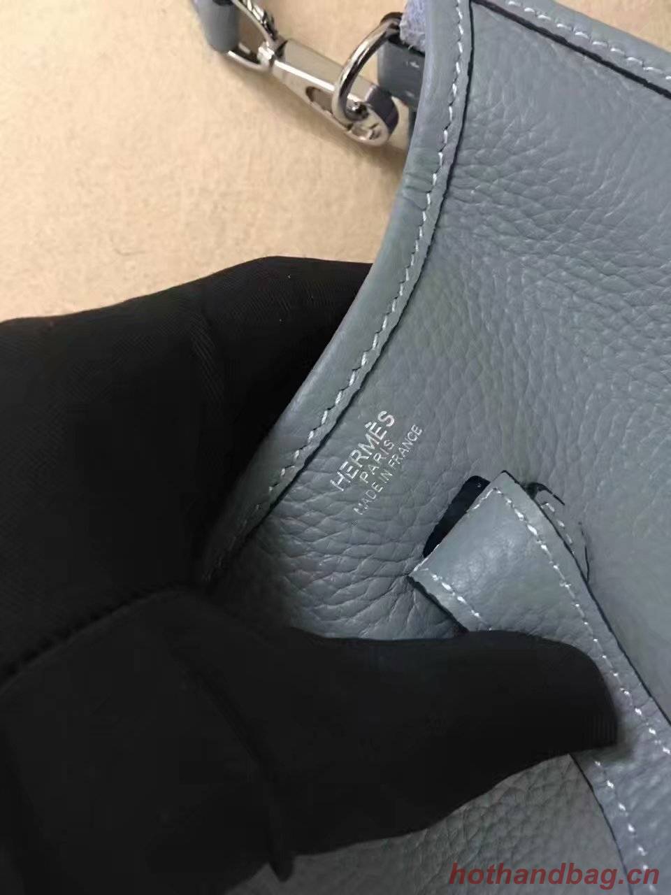 Hermes Evelyne original togo leather mini Shoulder Bag H15698 sky blue Hermes Evelyne original togo leather mini Shoulder Bag H15698 sky blue