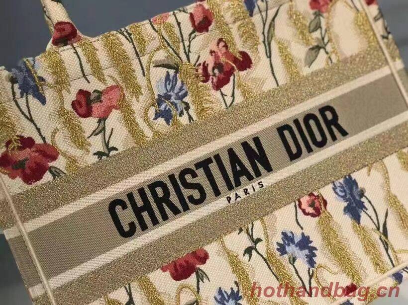 SMALL DIOR BOOK TOTE Beige Multicolor Dior Hibiscus Metallic Thread Embroidery M1296 SMALL DIOR BOOK TOTE Beige Multicolor Dior Hibiscus Metallic Thread Embroidery M1296