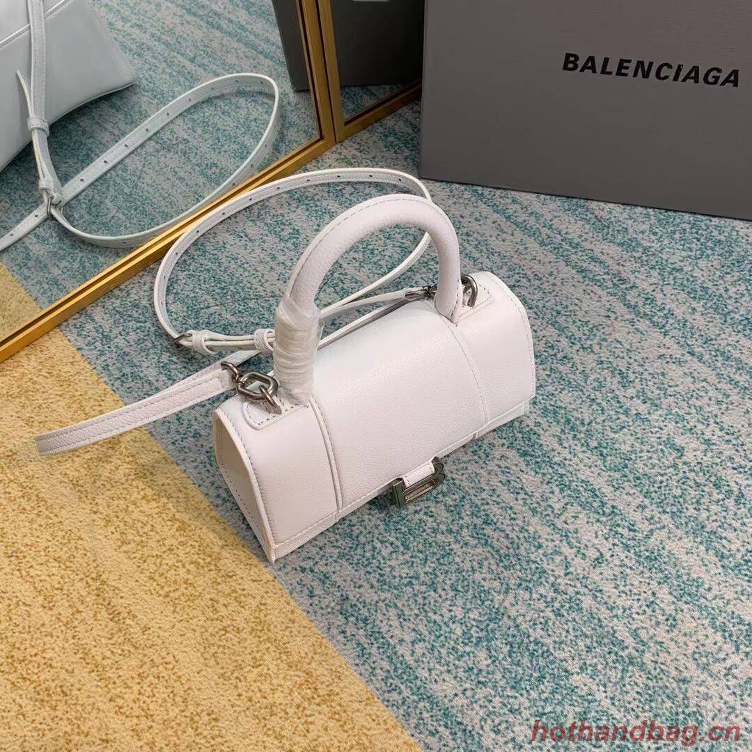 Balenciaga HOURGLASS XS TOP HANDLE BAG Grained calsfkin B108896 white