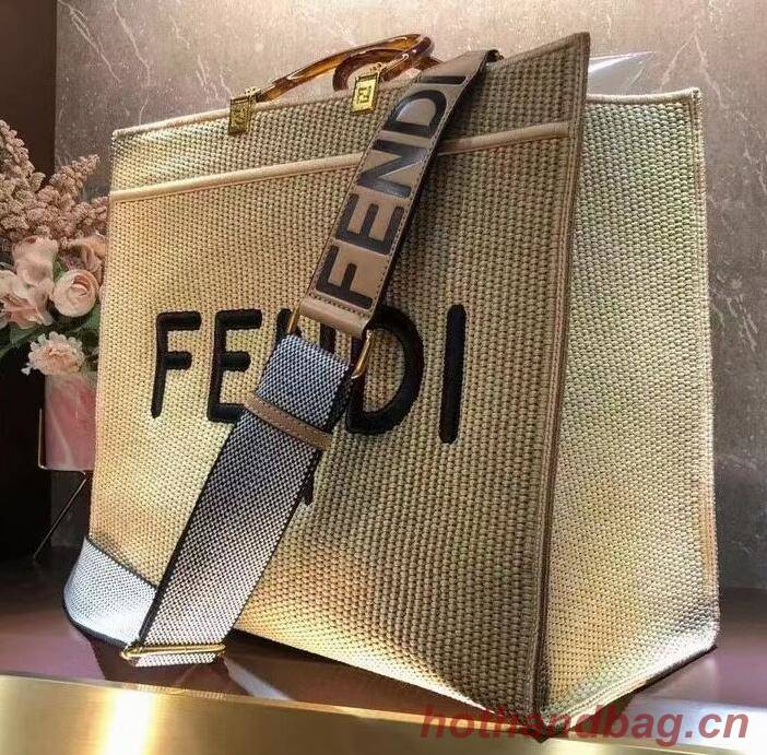 FENDI PEEKABOO X-TOTE FF Weave Bag 8BH376 Brown FENDI PEEKABOO X-TOTE FF Weave Bag 8BH376 Brown