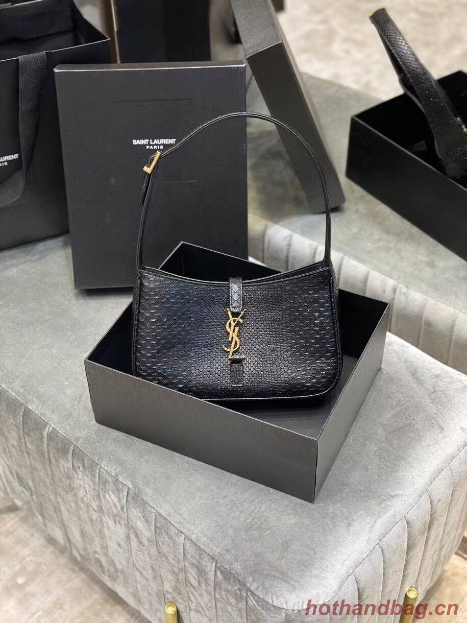 YSL LE 5 A 7 HOBO BAG IN MATTE PYTHON Y687228 black YSL LE 5 A 7 HOBO BAG IN MATTE PYTHON Y687228 black