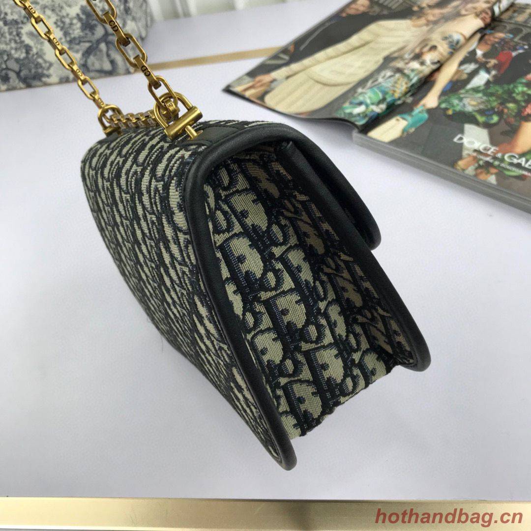 Dior Oblique Canvas Chain Shoulder Flap Bag S2013 Navy Blue Dior Oblique Canvas Chain Shoulder Flap Bag S2013 Navy Blue