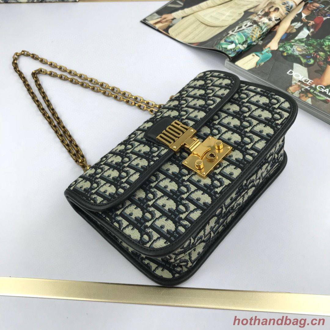 Dior Oblique Canvas Chain Shoulder Flap Bag S2013 Navy Blue Dior Oblique Canvas Chain Shoulder Flap Bag S2013 Navy Blue