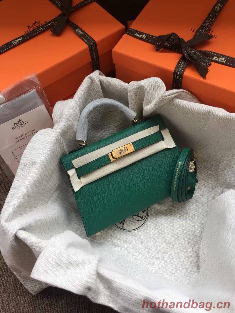 Hermes Kelly 19cm Shoulder Bags Epsom Leather KL19 green Hermes Kelly 19cm Shoulder Bags Epsom Leather KL19 green
