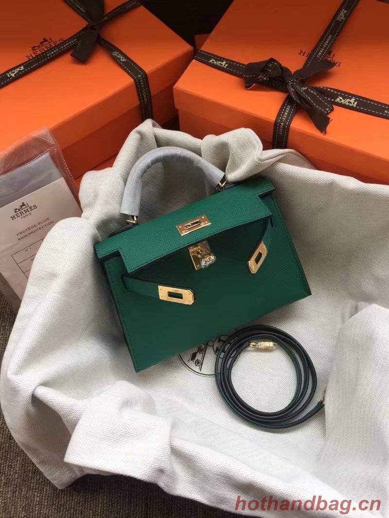 Hermes Kelly 19cm Shoulder Bags Epsom Leather KL19 green Hermes Kelly 19cm Shoulder Bags Epsom Leather KL19 green