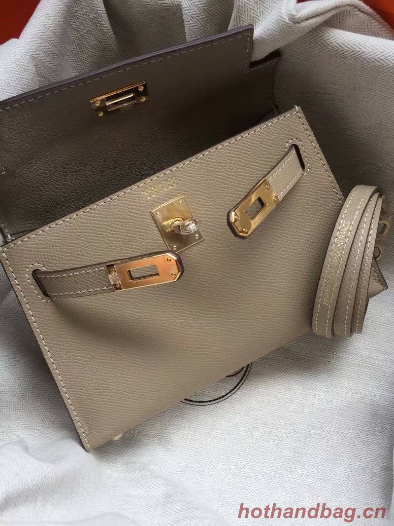 Hermes Kelly 19cm Shoulder Bags Epsom Leather KL19 grey Hermes Kelly 19cm Shoulder Bags Epsom Leather KL19 grey