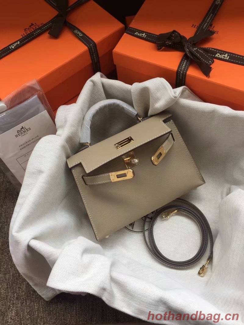 Hermes Kelly 19cm Shoulder Bags Epsom Leather KL19 grey Hermes Kelly 19cm Shoulder Bags Epsom Leather KL19 grey